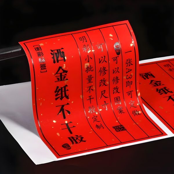 Bright red gold-sprinkled adhesive sticker