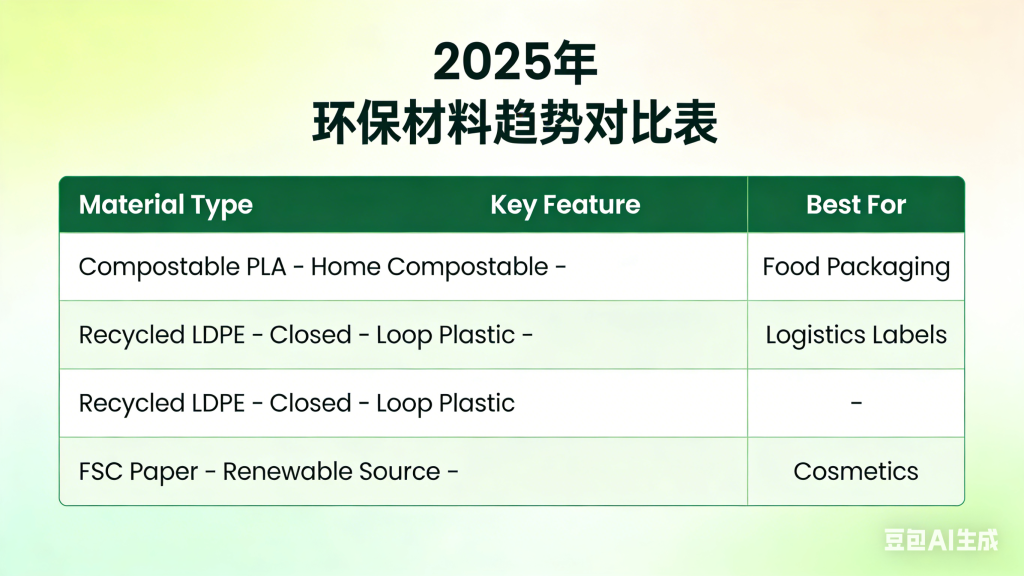 2025 sustainable label trends, recyclable self-adhesive labels, green label materials guide
