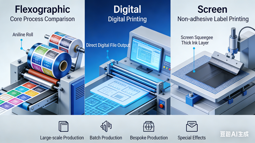 label printing process, flexographic printing for labels, digital label printing