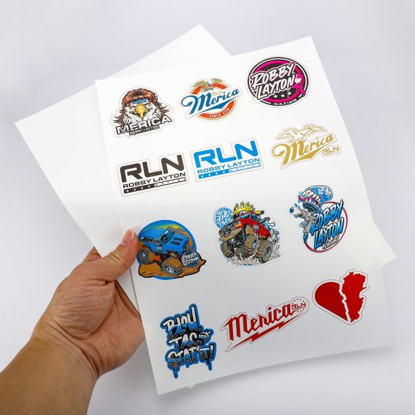 Glossy white PVC adhesive stickers