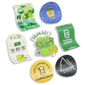 Glossy white PVC adhesive stickers