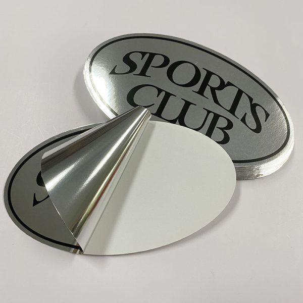 Glossy silver adhesive sticker