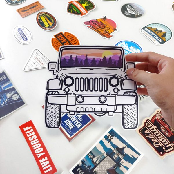 Glossy white PVC adhesive stickers