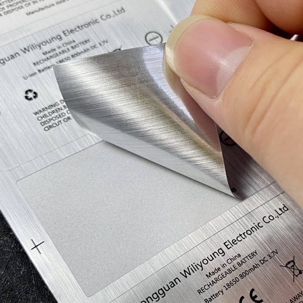 Brushed silver adhesive Labels and Stickers