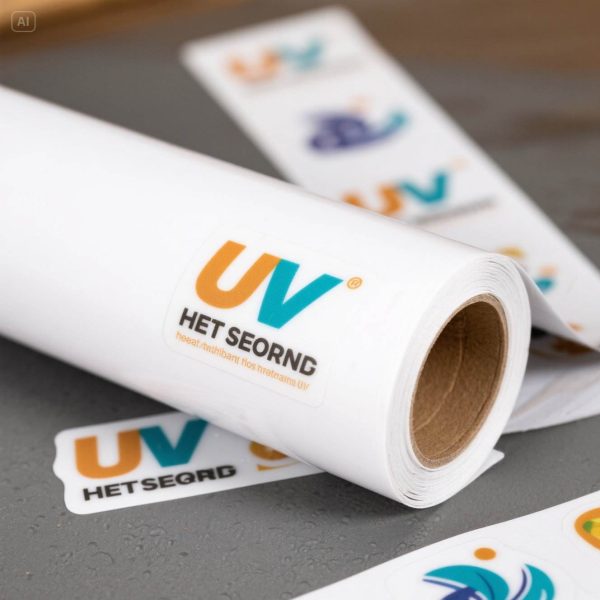 Glossy white PVC adhesive stickers