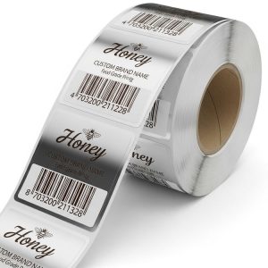 Glossy silver adhesive sticker