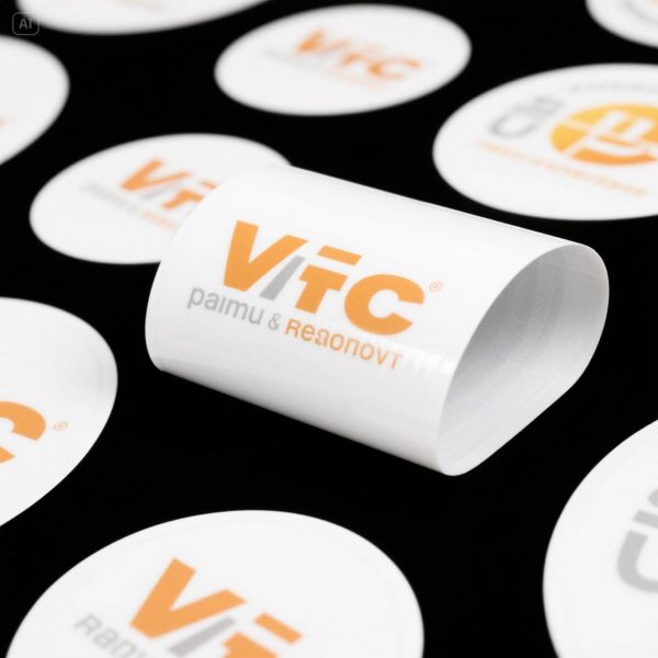 Glossy white PVC adhesive stickers