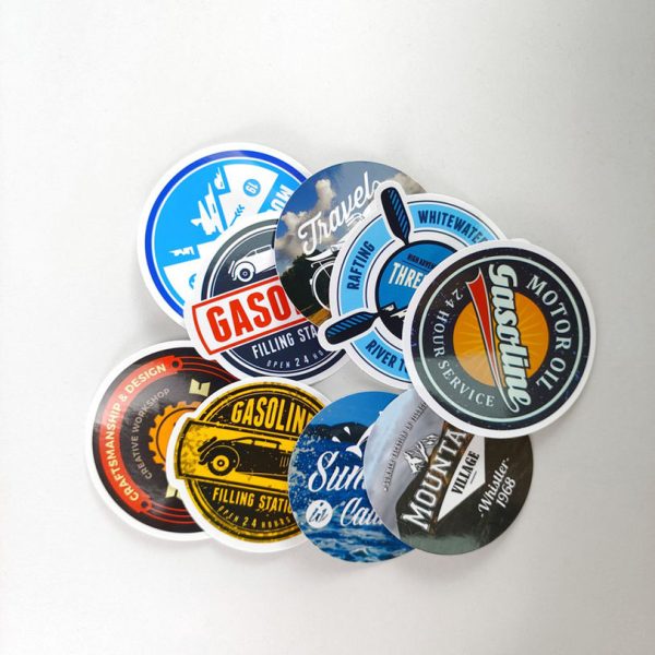 Glossy white PVC adhesive stickers